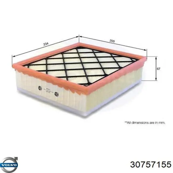 Do koszyka 30757155 Volvo Filtr powietrza