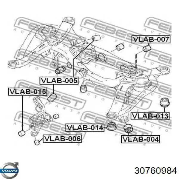 Silentblock tylnej belki Volvo 30760984 cena, od 19,02 USD
