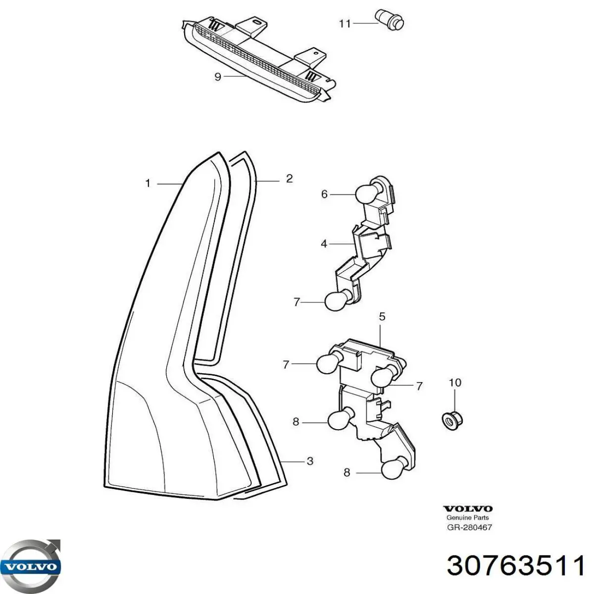 30763511 Volvo Lampa zespolona tylna lewa