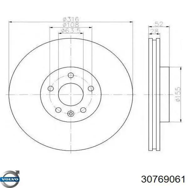 Tarcza hamulcowa przednia Volvo 30769061 cena, od 81,65 USD