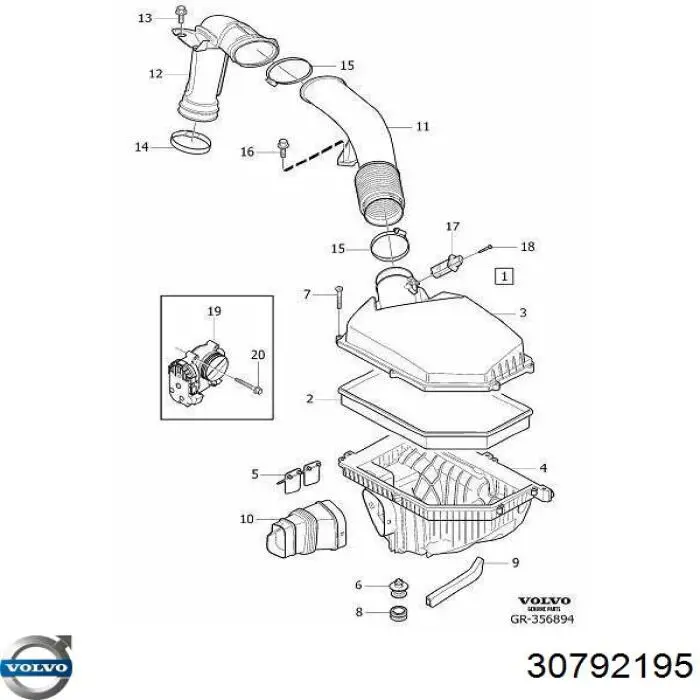 Wlot powietrza do filtra powietrza do Volvo XC60 I 156
