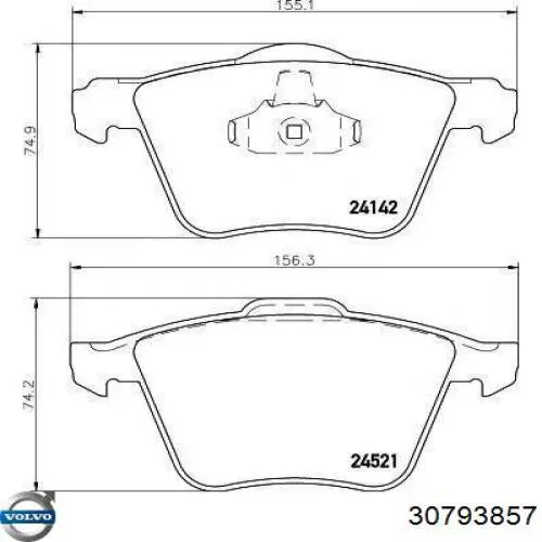 30793857 Volvo Klocki hamulcowe przednie tarczowe