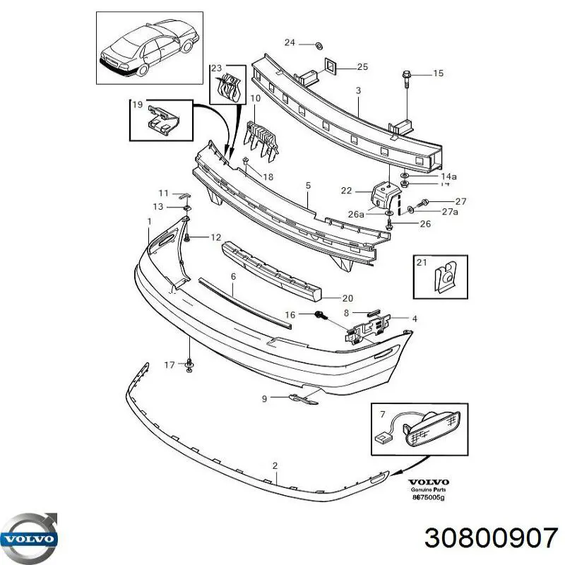Wzmocnienie zderzaka tylnego do Volvo V40  VW
