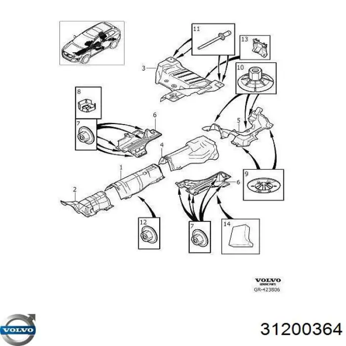 31200364 Volvo Osłona podwozia, zbiornika paliwa