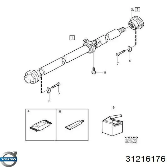 Do koszyka 31216176 Volvo Przegub homokinetyczny wału Cardana przedniego, tylny