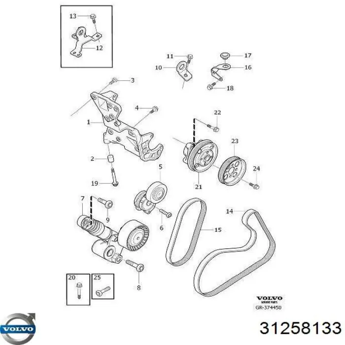 Do koszyka 31258133 Volvo Koło pasowe wału korbowego