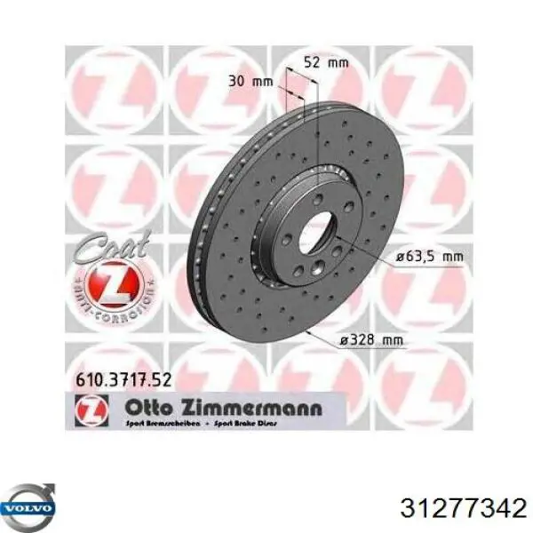 Do koszyka 31277342 Volvo Tarcza hamulcowa przednia
