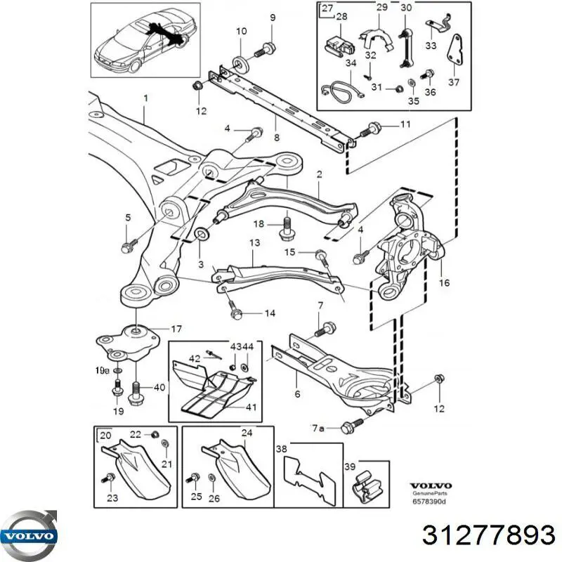 Silentblock tylnej belki Volvo 31277893 cena, od 16,16 USD