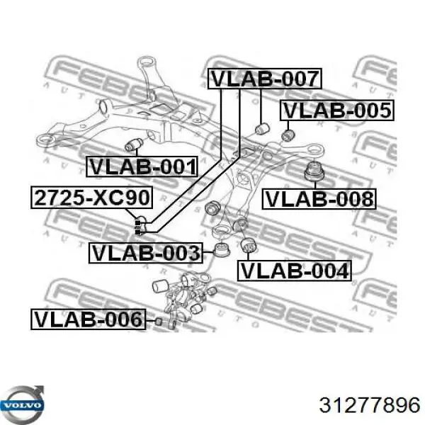 Poprzeczny drążek reakcyjny zawieszenia tylnego Volvo 31277896 cena, od 35,18 USD