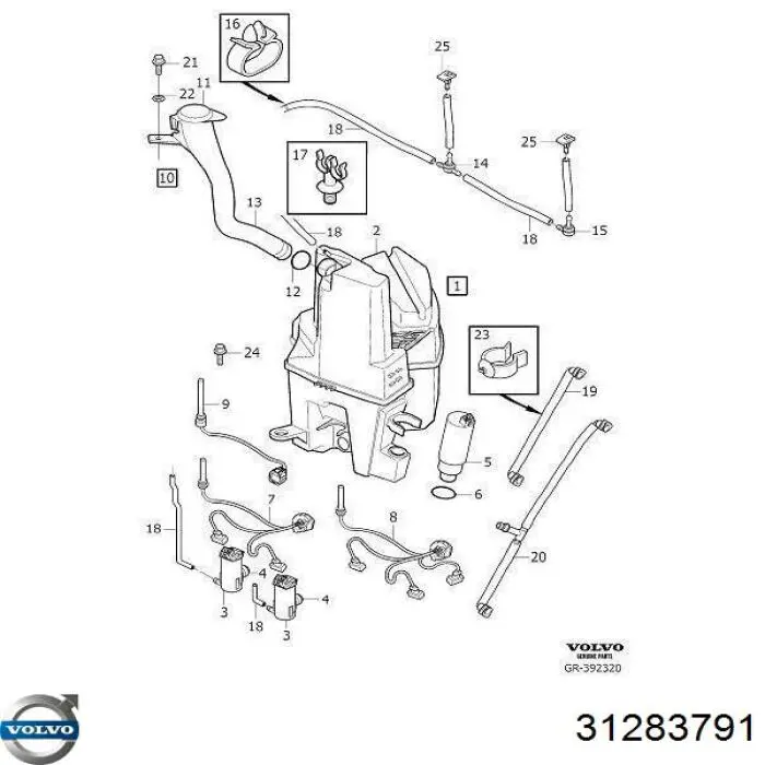 31283791 Volvo Pompka spryskiwacza szyby przedniej