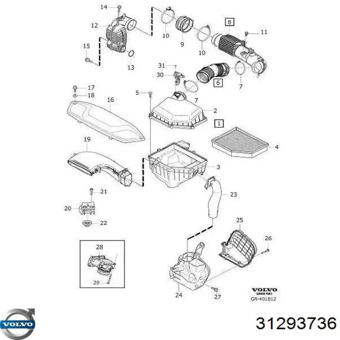 31293736 Volvo Przepustnica, komplet