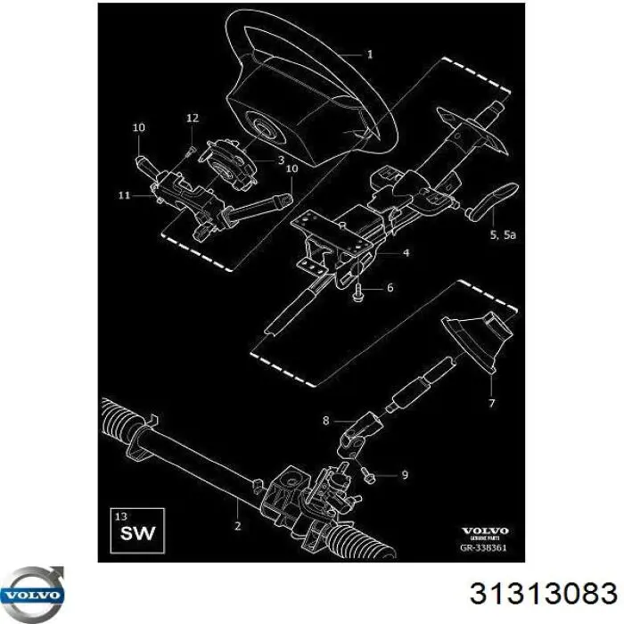 Pierścień kontaktowy AIRBAG, taśma kierownicy Volvo 31313083 cena, od 227,94 USD