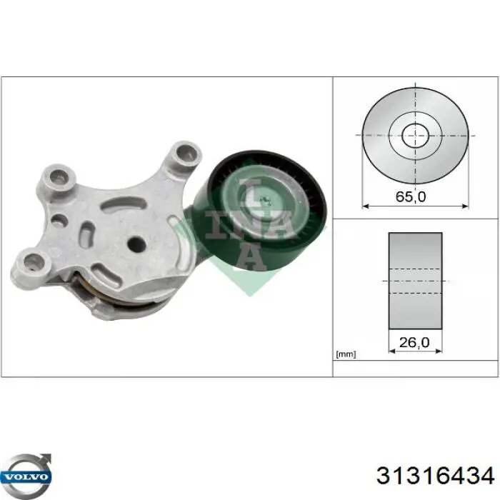 Napinacz paska napędowego 31316434 Volvo