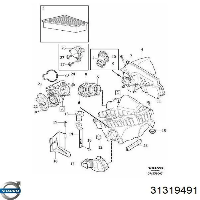 31303767 Volvo Czujnik położenia przepustnicy (potencjometr)