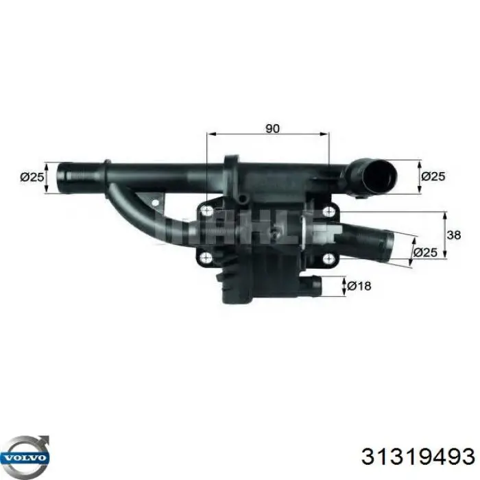 Do koszyka 31319493 Volvo Obudowa termostatu