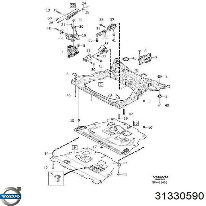 31330590 Volvo Poduszka (podpora) silnika prawa górna