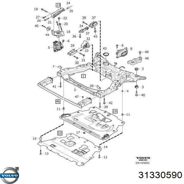 Poduszka (podpora) silnika prawa górna Volvo 31330590 cena, od 97,76 USD