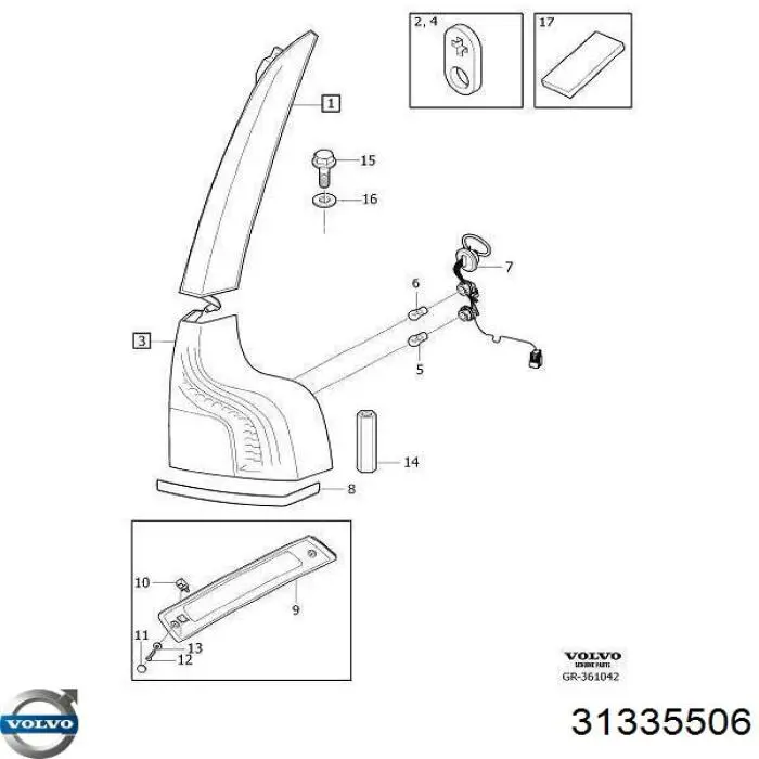 31335506 Volvo Lampa zespolona tylna lewa
