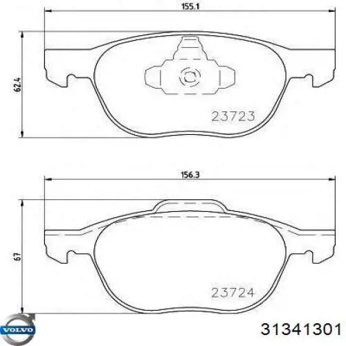 31341301 Volvo Klocki hamulcowe przednie tarczowe