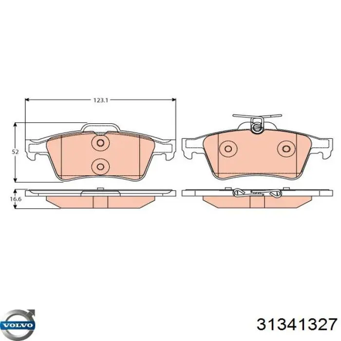 Do koszyka 31341327 Volvo Okładziny (klocki) do hamulców tarczowych tylne