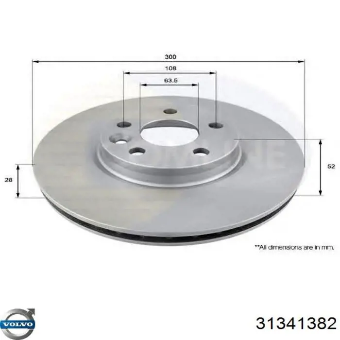 Do koszyka 31341382 Volvo Tarcza hamulcowa przednia