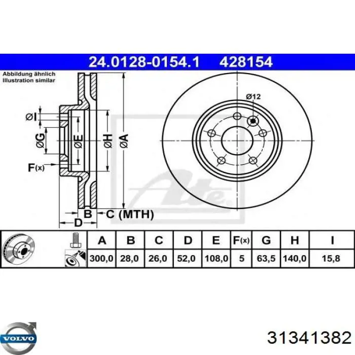 31341382 Volvo Tarcza hamulcowa przednia