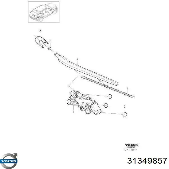 Do koszyka 31349857 Volvo Pióro wycieraczki szyby tylnej