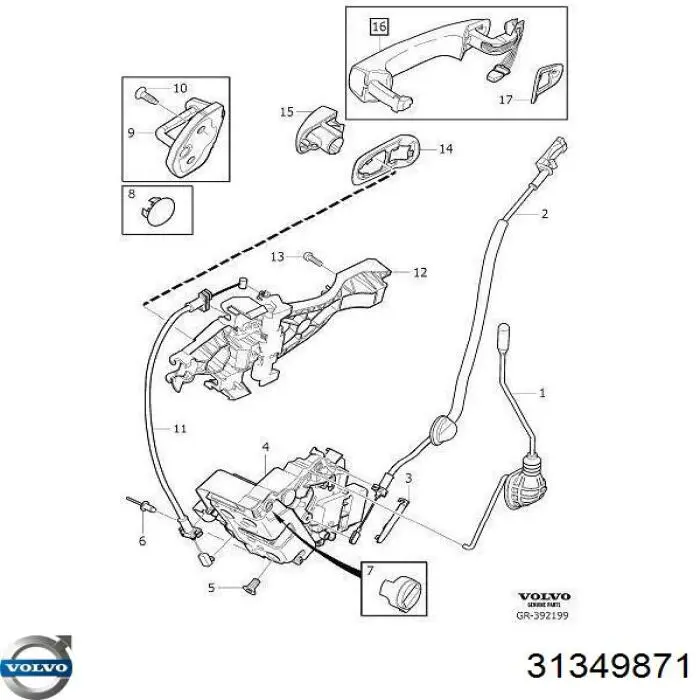 Zamek drzwi tylnych prawych Volvo 31349871 cena, od 44,26 USD
