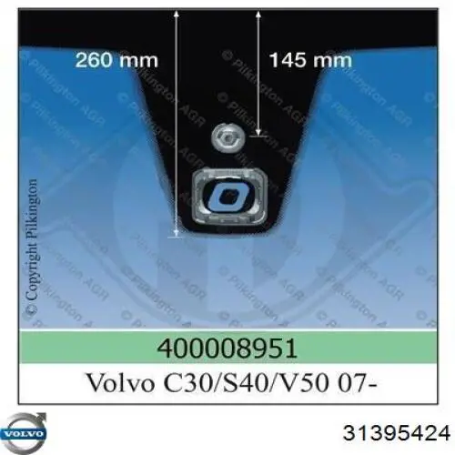 Do koszyka 31395424 Volvo Szyba przednia