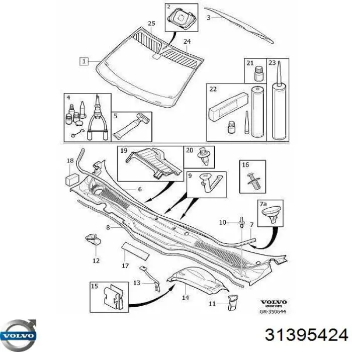 Szyba przednia Volvo 31395424 cena, od 157,23 USD