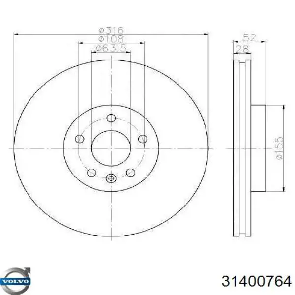 31400764 Volvo Tarcza hamulcowa przednia