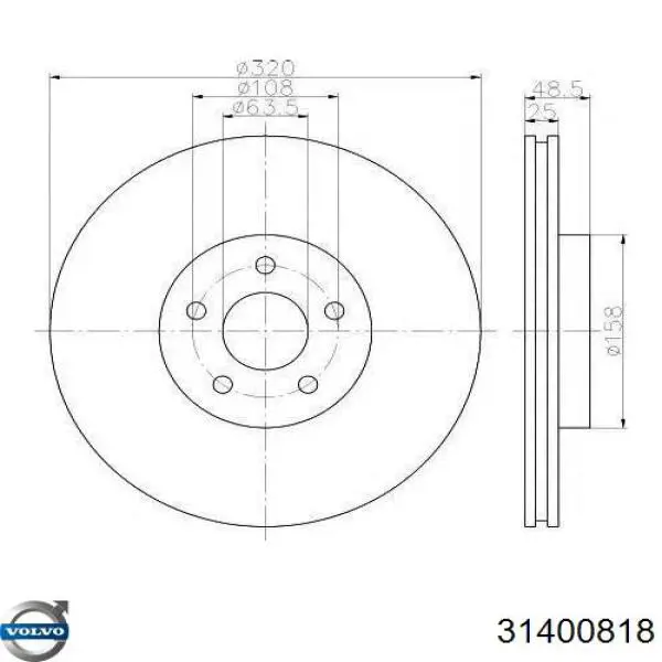 31400818 Volvo tarcza hamulcowa przednia