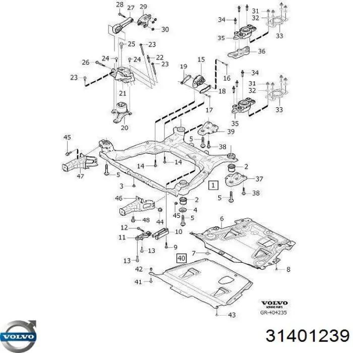 Do koszyka 31401239 Volvo Silentblock wspornika tylnej poduszki silnika
