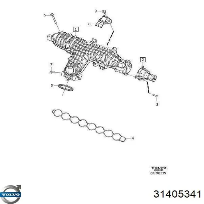 Do koszyka 31405341 Volvo Czujnik ciśnienia doładowania (powietrza w turbinę)