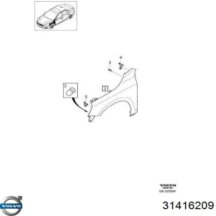 Błotnik przedni prawy do Volvo S60 II 134