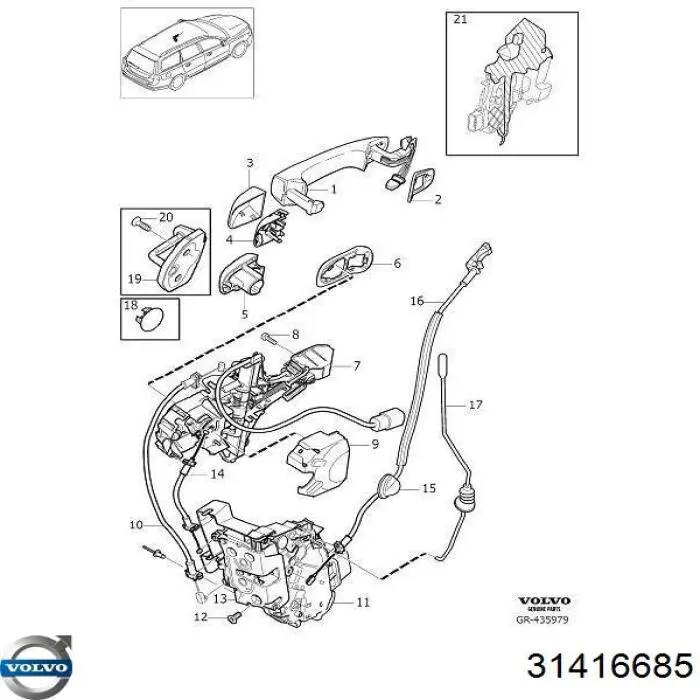 Zamek drzwi przednich lewych 31253289 Volvo