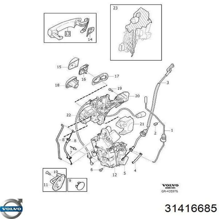 31416685 Volvo Zamek drzwi przednich lewych