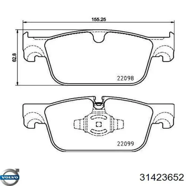31423652 Volvo Klocki hamulcowe przednie tarczowe