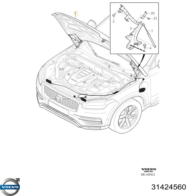 31424560 Volvo Maska silnika