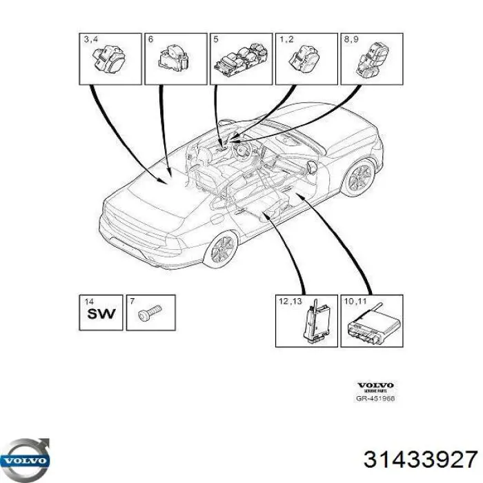 Panel przyciskowy sterowania podnośnikiem szyby przedni lewy Volvo 31433927 cena, od 42,74 USD