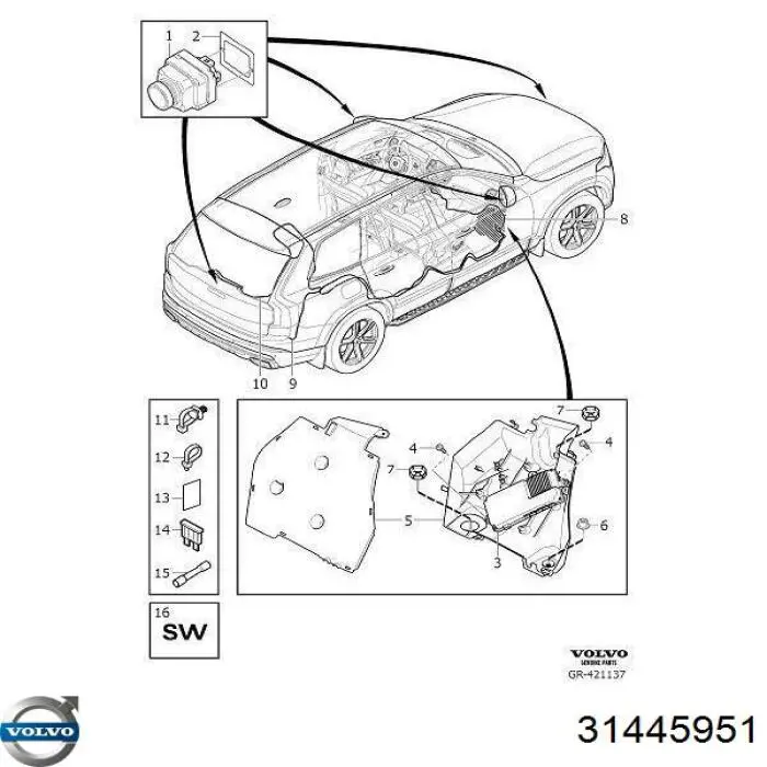 Kamera systemu zapewnienia widoczności Volvo 31445951 cena, od 172,54 USD