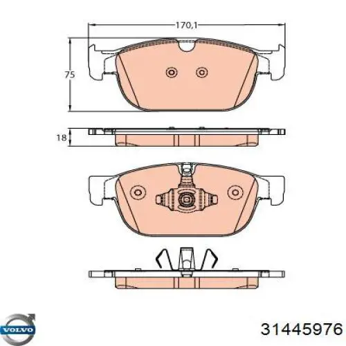 Klocki hamulcowe przednie tarczowe Volvo 31445976 cena, od 47,96 USD