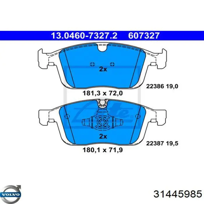 31445985 Volvo Klocki hamulcowe przednie tarczowe