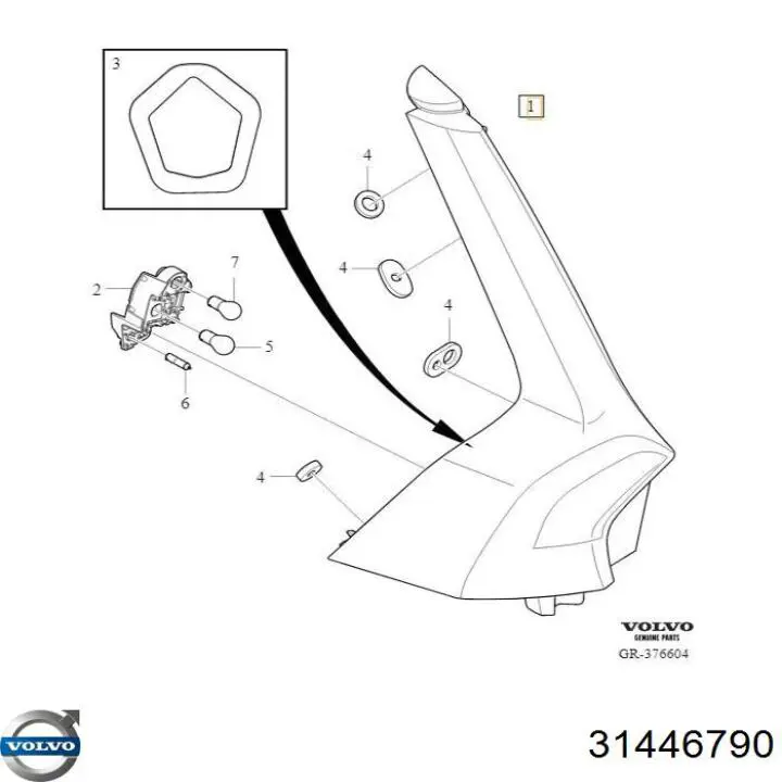 Lampa zespolona tylna lewa Volvo 31446790