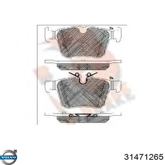 Okładziny (klocki) do hamulców tarczowych tylne Volvo 31471265 cena, od 26,88 USD