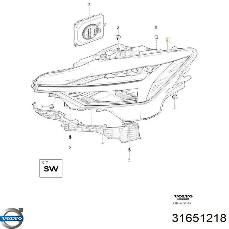 Błotnik przedni prawy Volvo 31651218