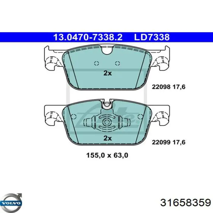 31658359 Volvo Klocki hamulcowe przednie tarczowe