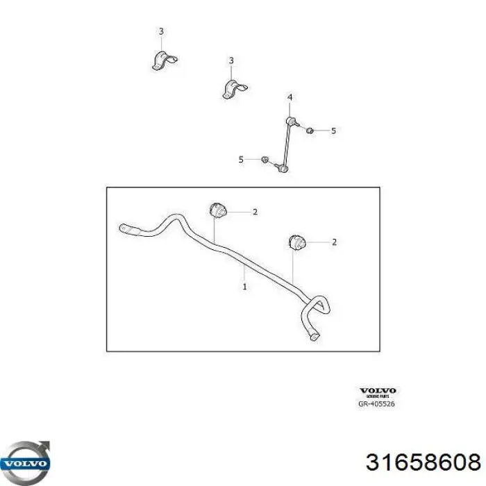 Łącznik stabilizatora przedniego Volvo 31658608