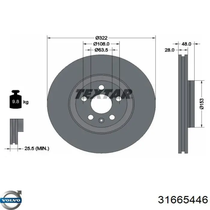 31665446 Volvo Tarcza hamulcowa przednia