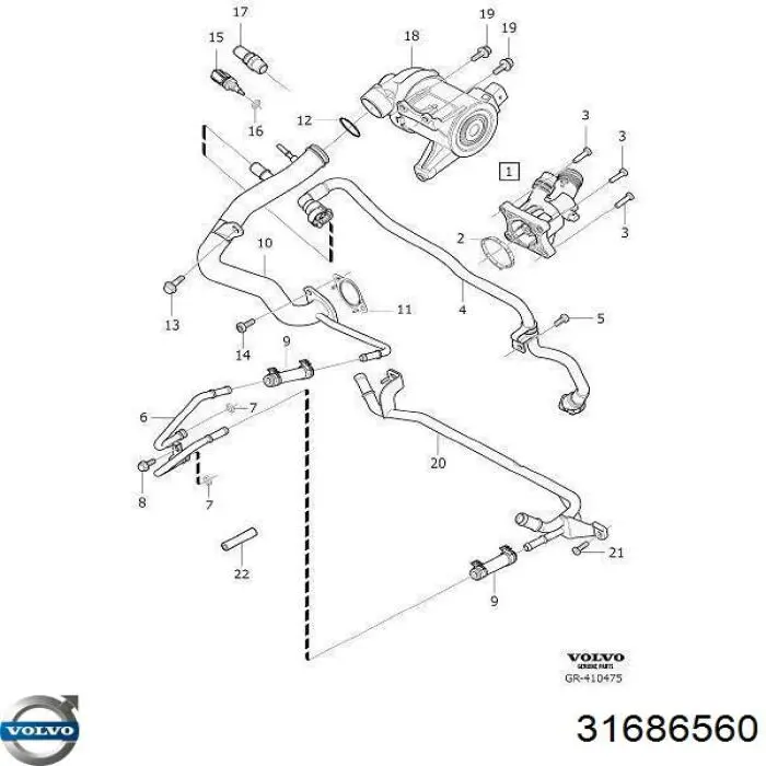 Obudowa termostatu Volvo 31686560 cena, od 82,80 USD